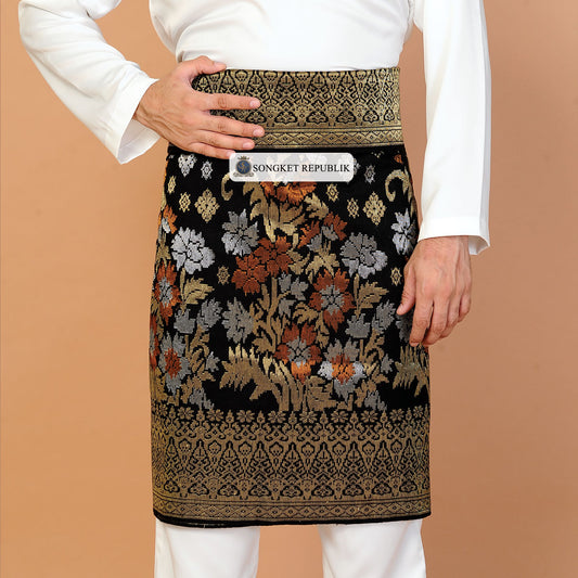 SAMPIN TENUN TANGAN HD PREMIUM-BLACK GOLD ORANGE SILVER