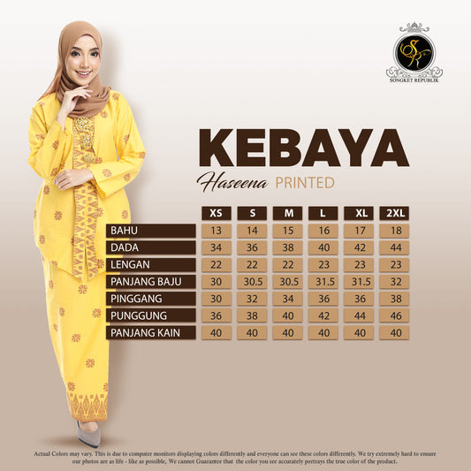 Haseena  Baju Kebaya (printed) - Yellow
