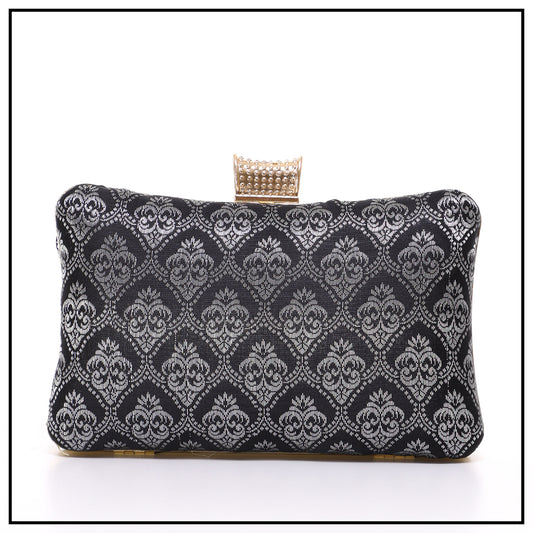CLUTCH SONGKET HAND BAG - BLACK SILVER
