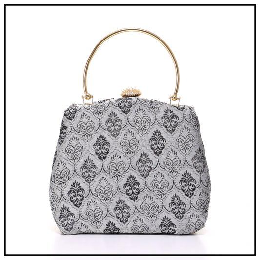 CLUTCH SONGKET HAND BAG - GREY BLACK