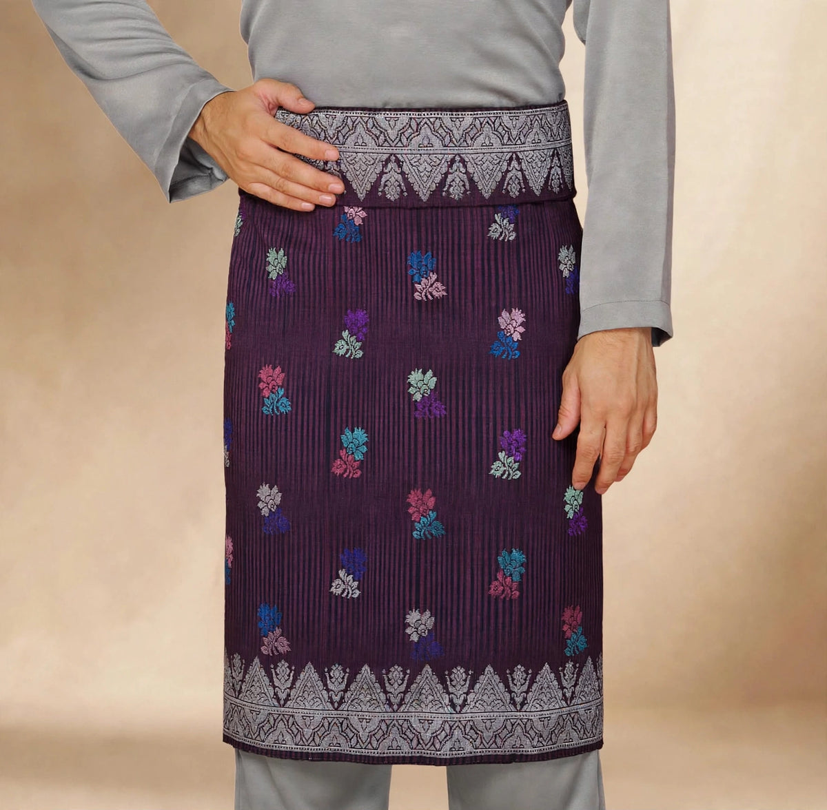 Sampin Johor Jalur Grey Purple-6057