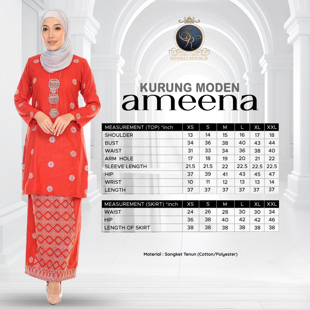 KURUNG MODEN AMEENA-BLACK SILVER