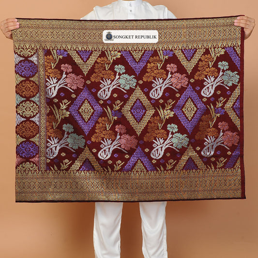 SAMPIN TENUN TANGAN HD PREMIUM - Maroon Gold-7007