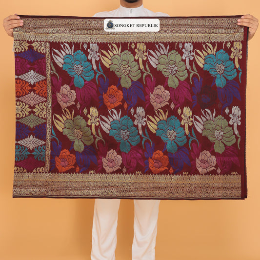 SAMPIN TENUN TANGAN HD PREMIUM - Maroon Gold-7009