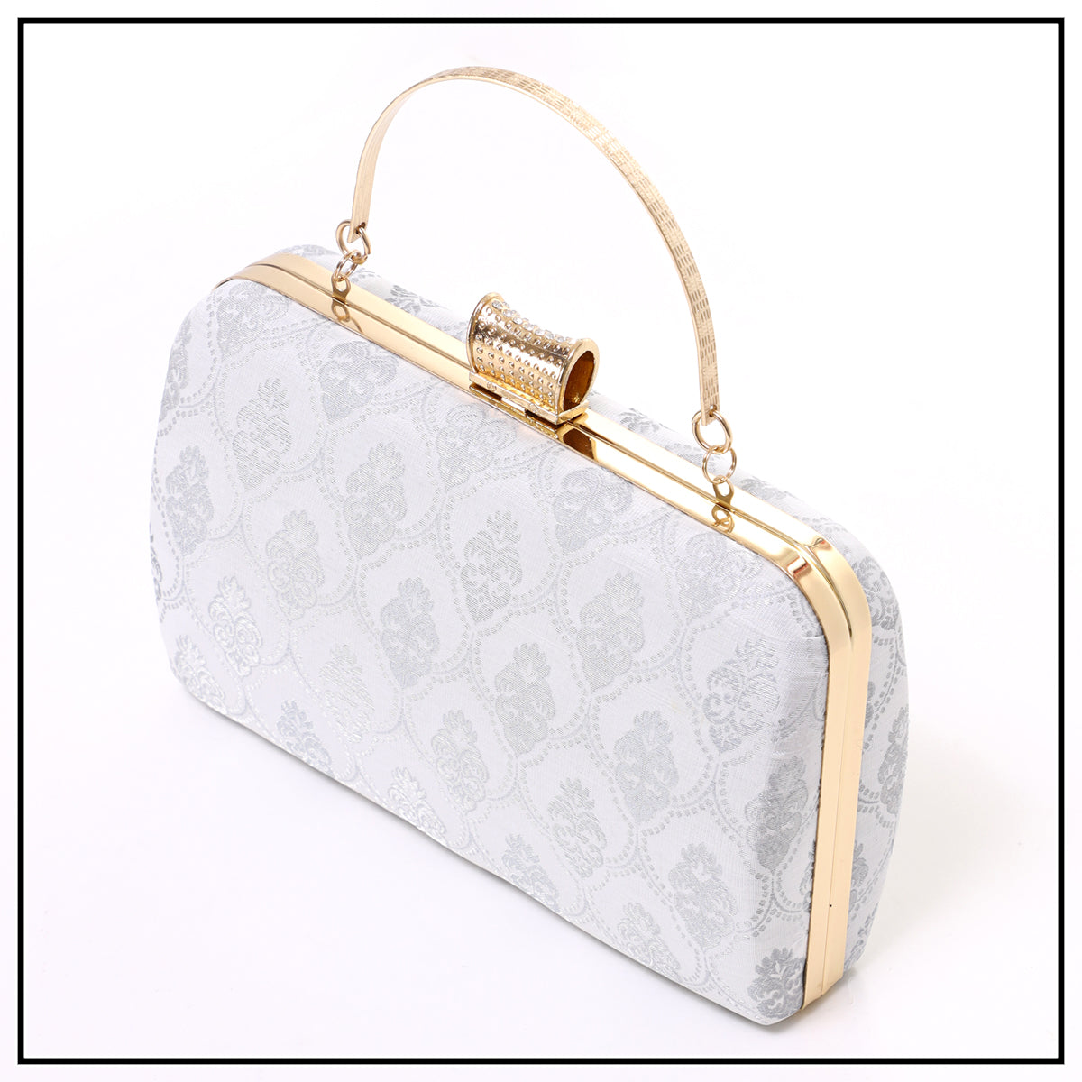 CLUTCH SONGKET HAND BAG - WHITE SILVER