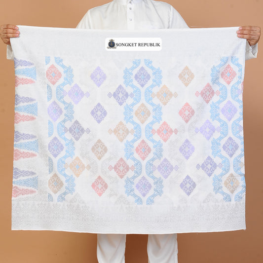 SAMPIN TENUN TANGAN TAN SRI - White Silver Multi Colour
