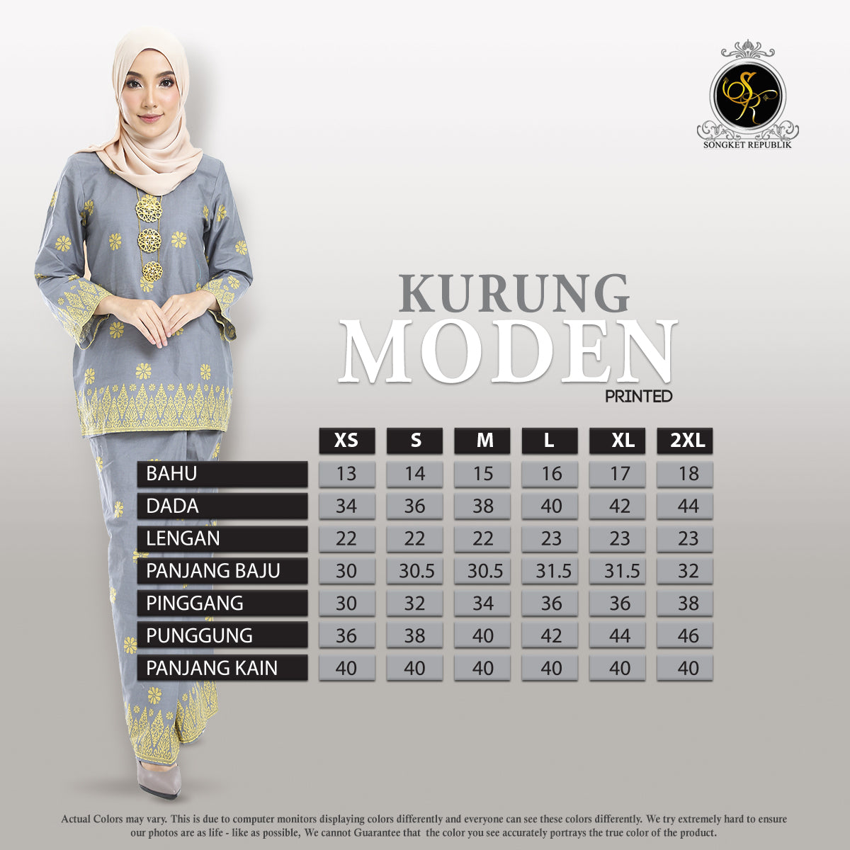 Kurung Moden (printed) - Red