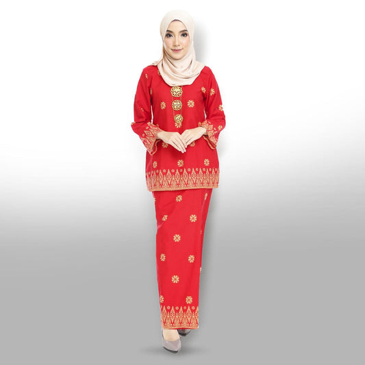Songket Republik Kurung Moden (printed) - Red