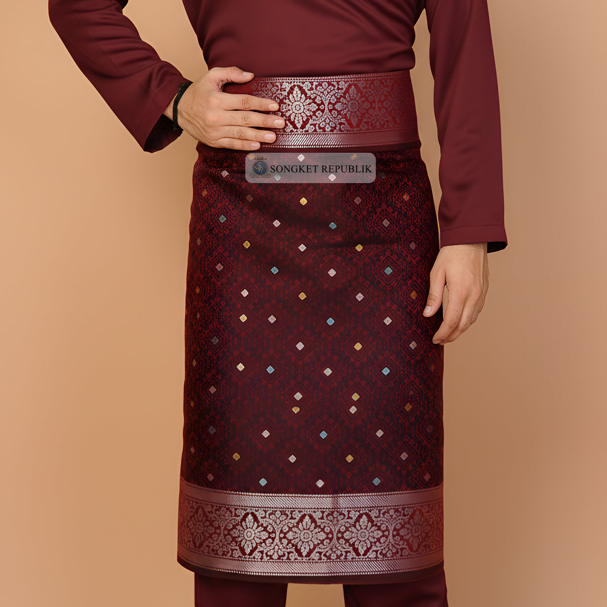 Diamond Dark Maroon Silver-6018