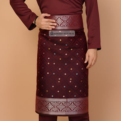 Diamond Dark Maroon Silver-6018
