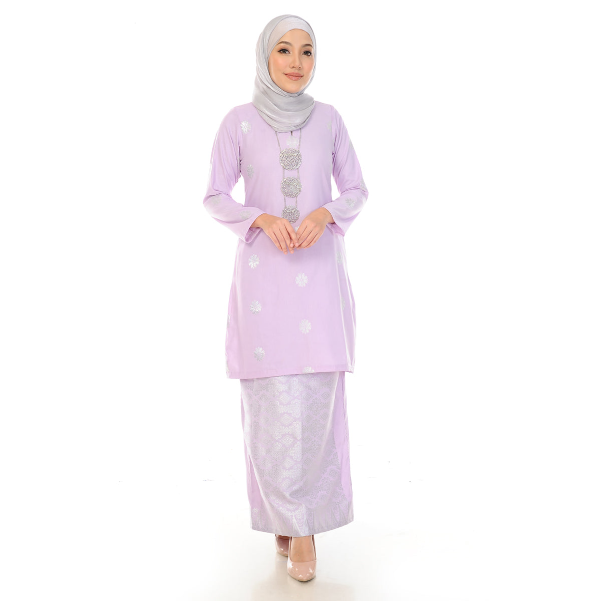 KURUNG MODEN AMEENA-LILAC SILVER
