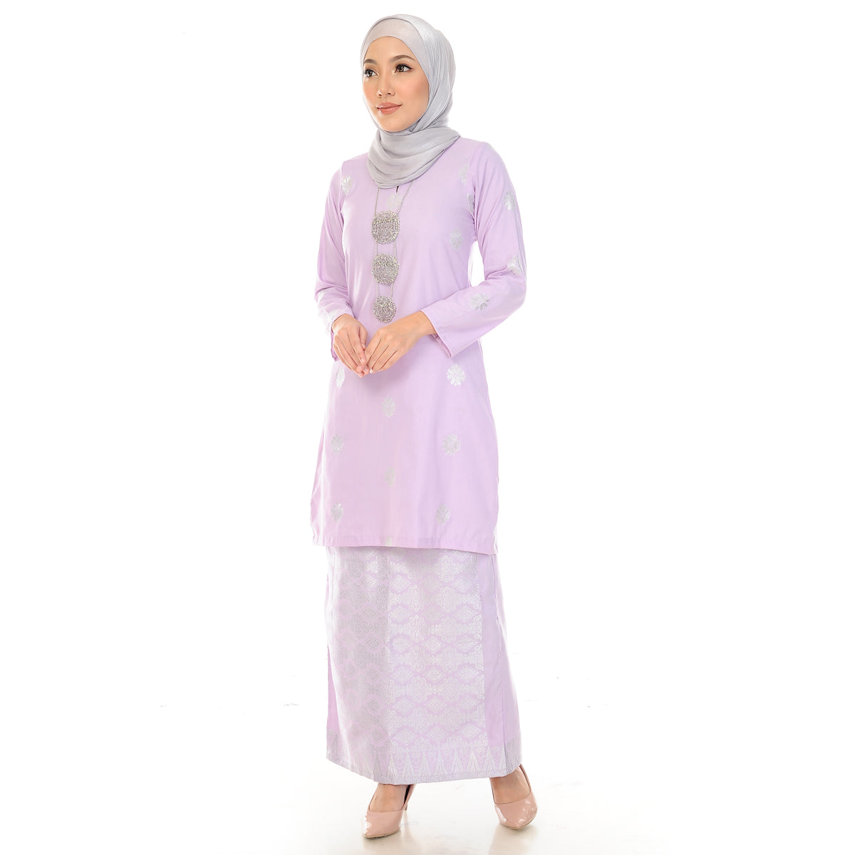 KURUNG MODEN AMEENA-LILAC SILVER