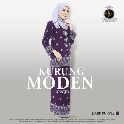 Kurung Moden (printed) - Dark Purple