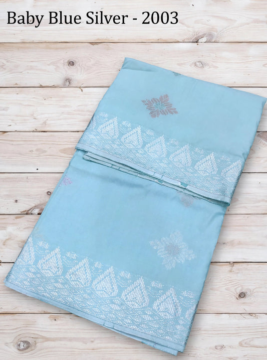 Songket Bunga Tona Diamond Baby Blue Silvr-2003