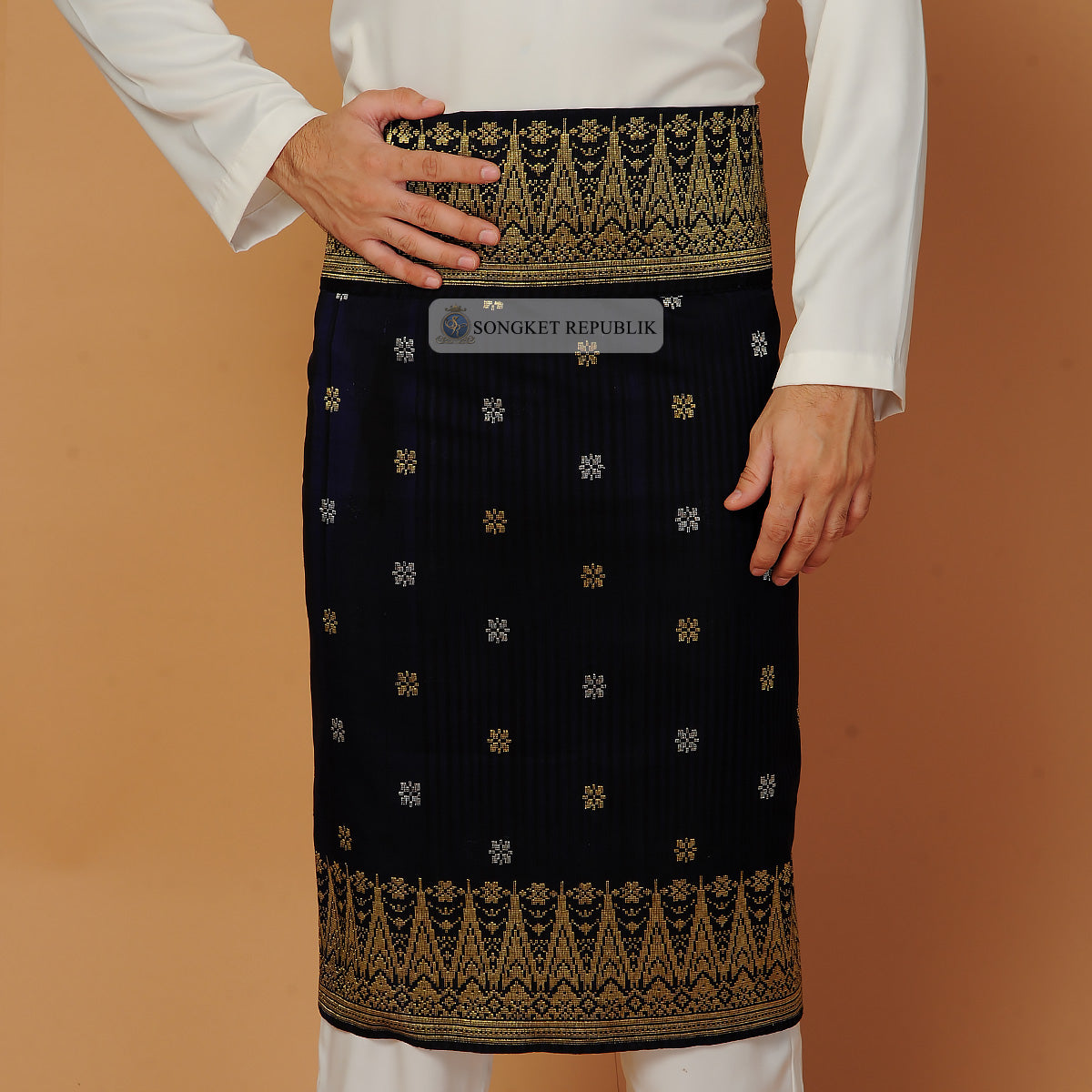 SAMPIN TENUN JOHOR JALUR BLACK PURPLE-6005