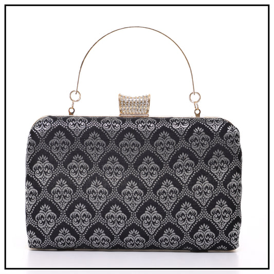 CLUTCH SONGKET HAND BAG - BLACK SILVER