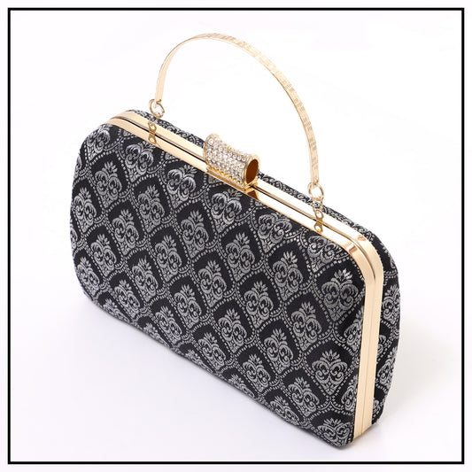 CLUTCH SONGKET HAND BAG - BLACK SILVER