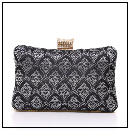 CLUTCH SONGKET HAND BAG - BLACK SILVER