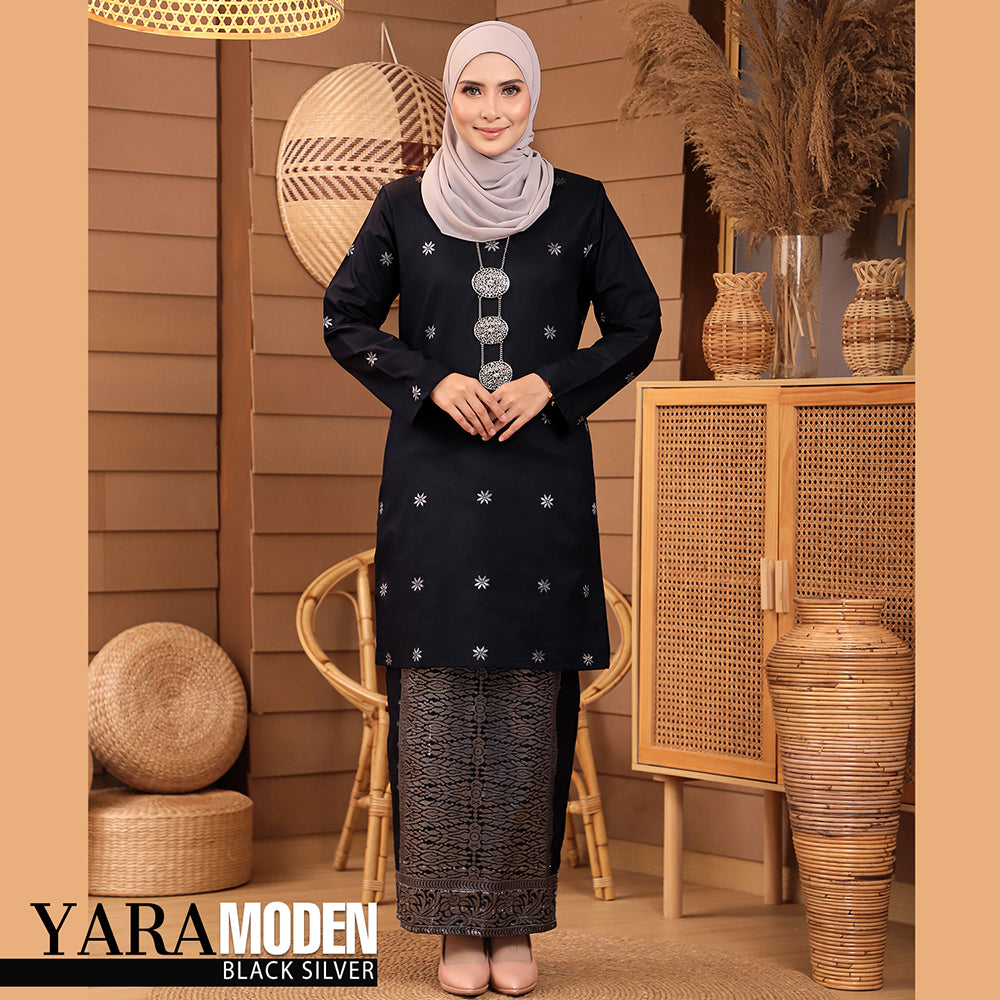 KURUNG MODEN YARA BLACK SILVER-1004