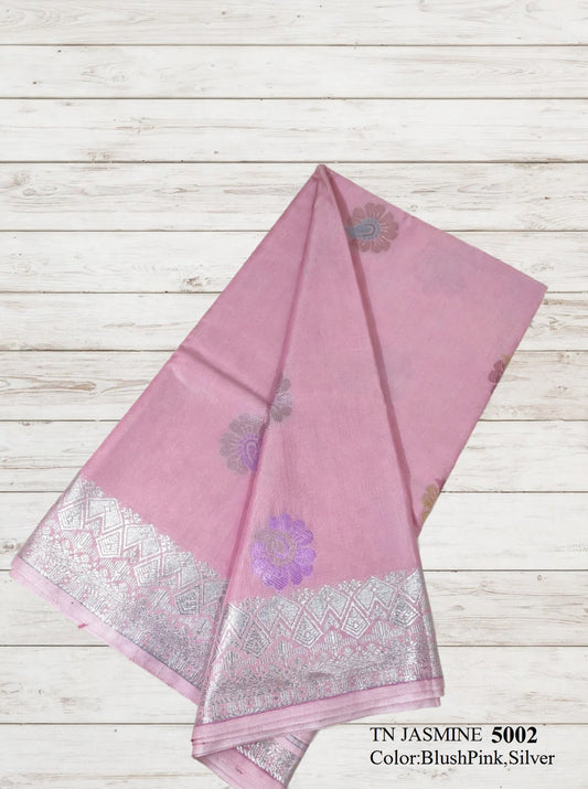Songket Bunga Tona Jasmine Jalur Peach Blue-5002
