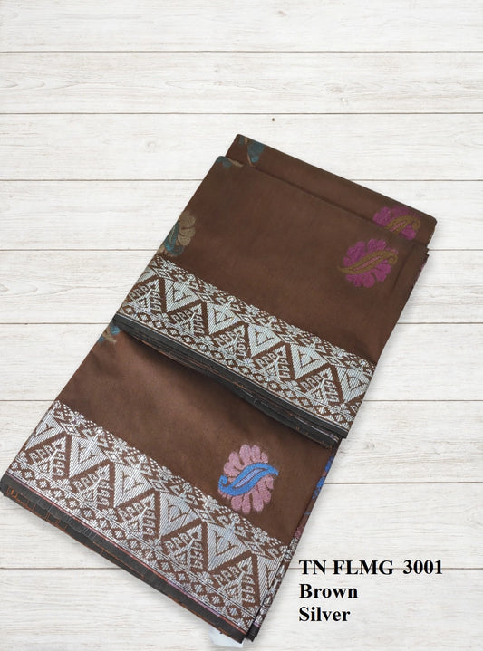 Songket Bunga Tona Flamingo Brown-3001