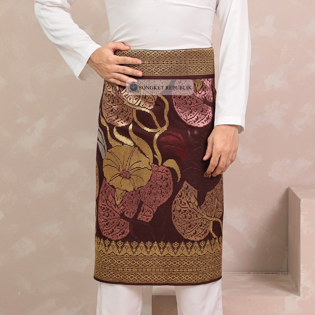 SAMPIN TENUN TANGAN HD PREMIUM - Burgundy-1023