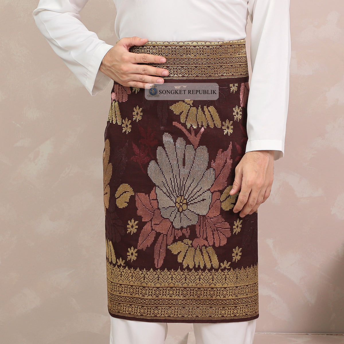 SAMPIN TENUN TANGAN HD PREMIUM - Burgundy 1043