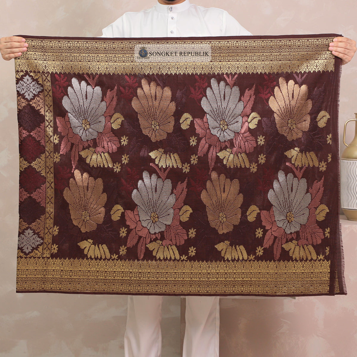 SAMPIN TENUN TANGAN HD PREMIUM - Burgundy 1043