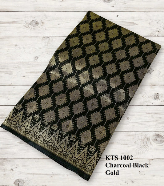 Songket Kaktus Charcoal Black Gold-1002