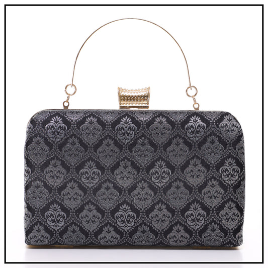 CLUTCH SONGKET HAND BAG - BLACK GREY