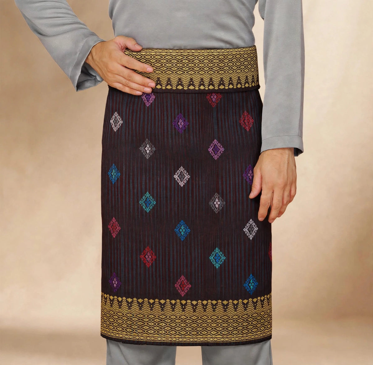 Sampin Johor Jalur Dark Grey-6044