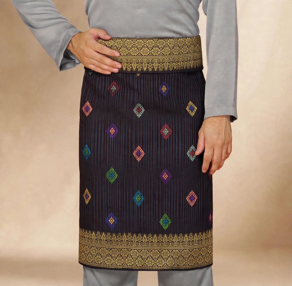 Sampin Johor Jalur Dark Grey-6046
