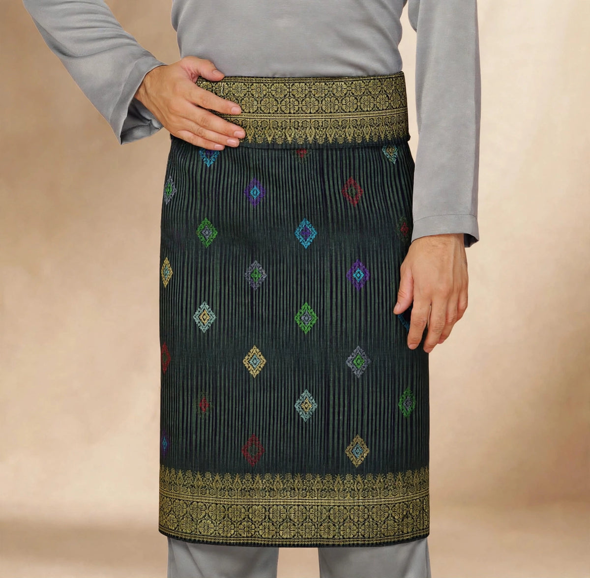 Sampin Johor Jalur Dark Olive-6065