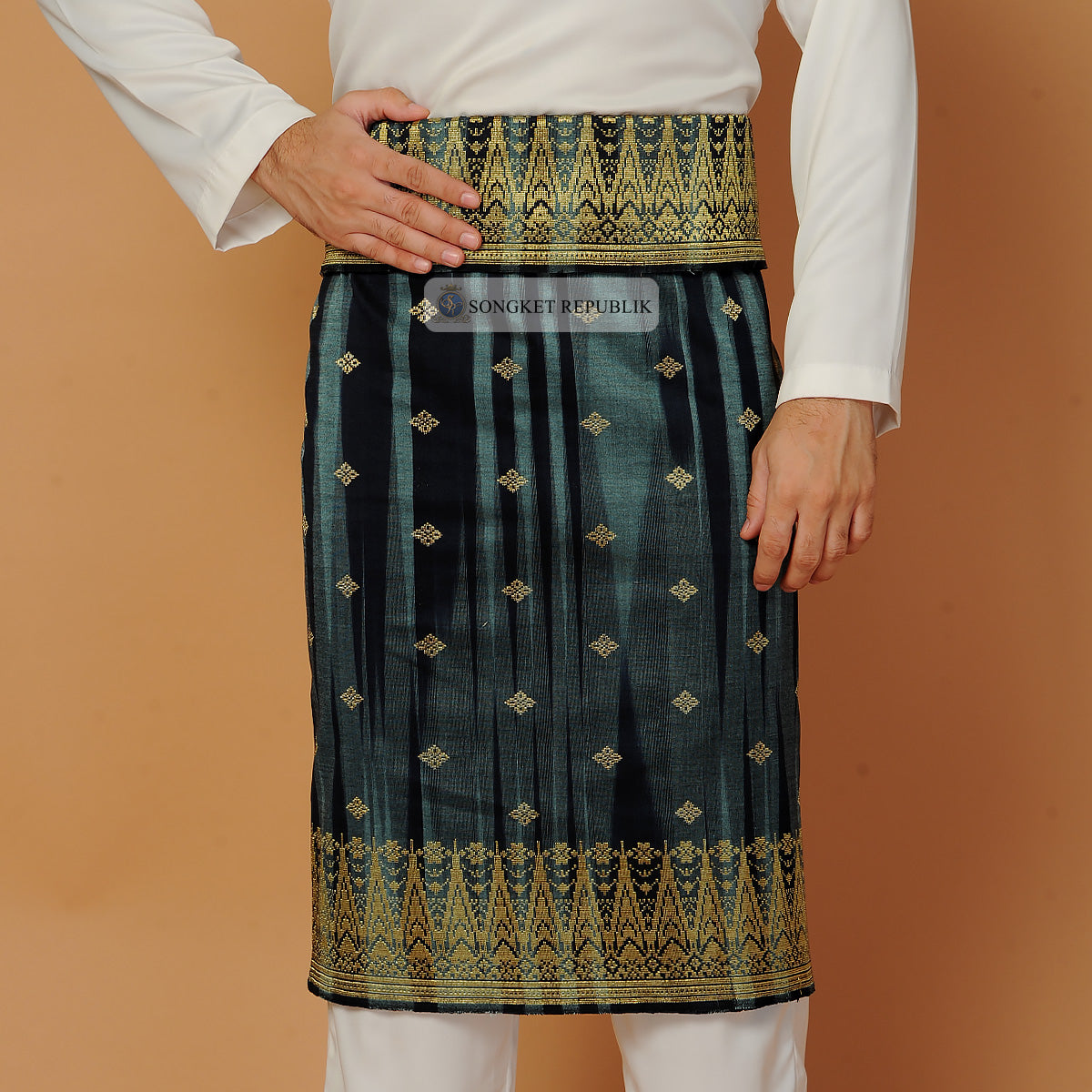 SAMPIN TENUN JOHOR JALUR GREEN GOLD-6015