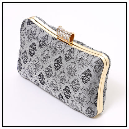 CLUTCH SONGKET HAND BAG - GREY BLACK