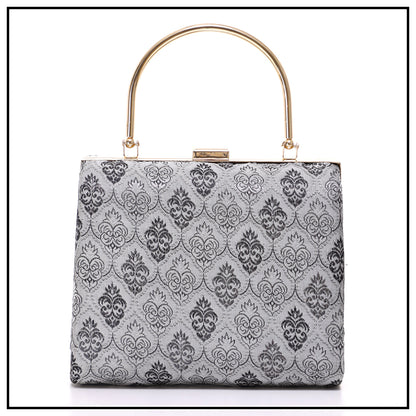 CLUTCH SONGKET HAND BAG - GREY BLACK