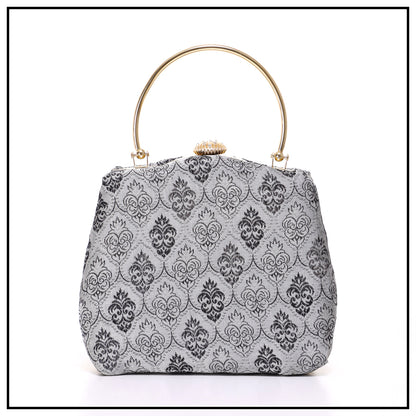 CLUTCH SONGKET HAND BAG - GREY BLACK
