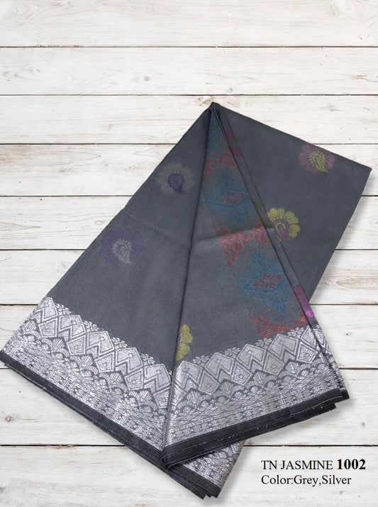 Songket Bunga Tona Jasmine Grey Silver-1002
