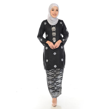KURUNG AMEENA BLACK SILVER-5006