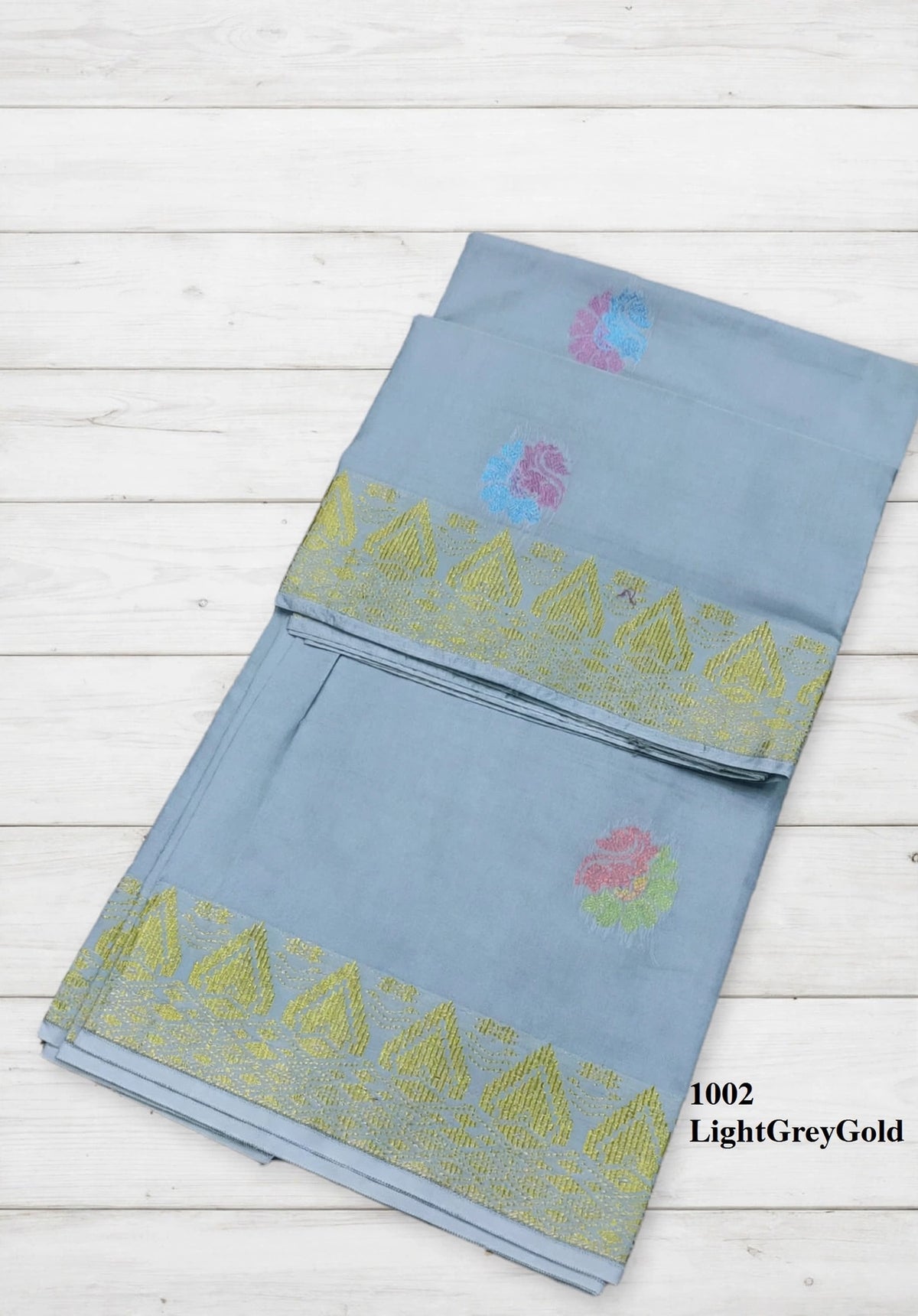 Songket Bunga Tona Matahari Light Grey Gold-1002