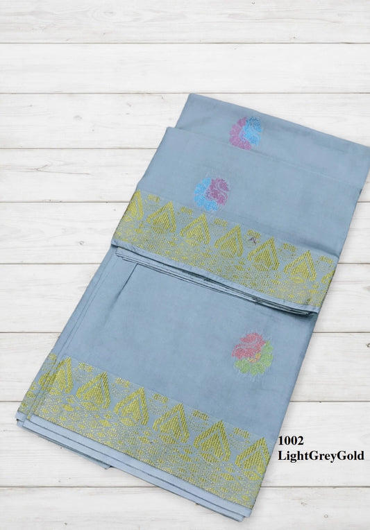 Songket Bunga Tona Matahari Light Grey Gold-1002