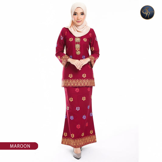 Kurung Moden (printed) - Maroon