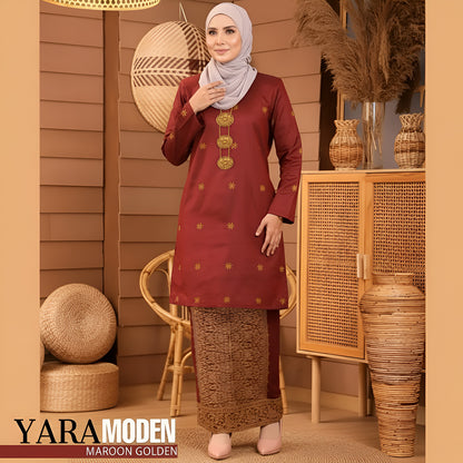 KURUNG MODEN YARA MAROON GOLD - 1008
