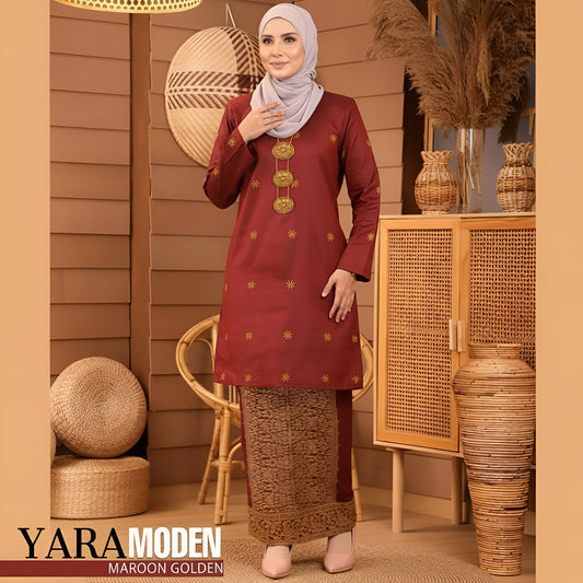 KURUNG MODEN YARA MAROON GOLD - 1008