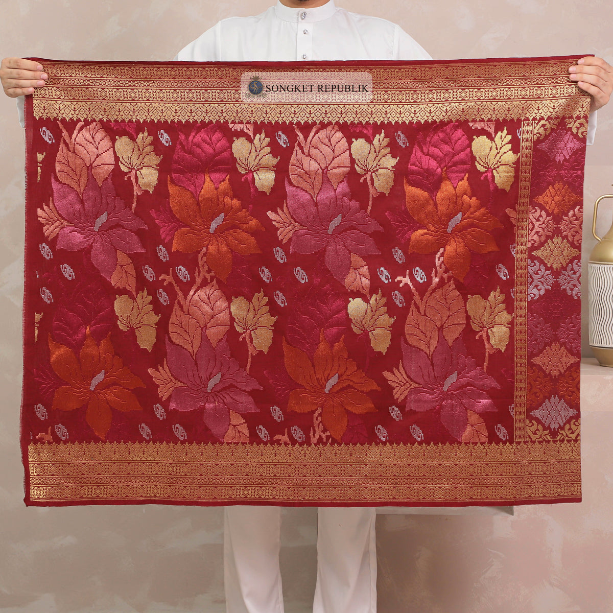 SAMPIN TENUN TANGAN HD PREMIUM - Maroon-1001