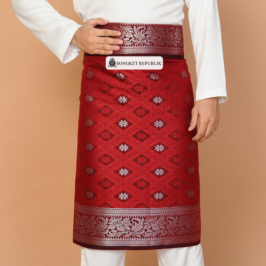Sampin Bunga Tabur Klasik - Maroon Silver