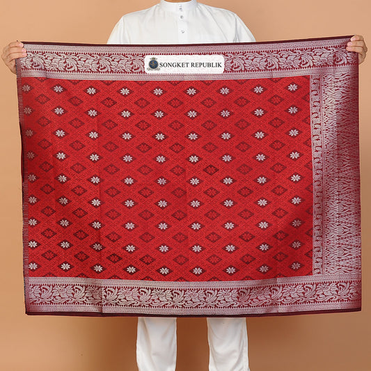 Sampin Bunga Tabur Klasik - Maroon Silver