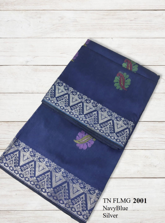 Songket Bunga Tona Flamingo Navy Blue -2001