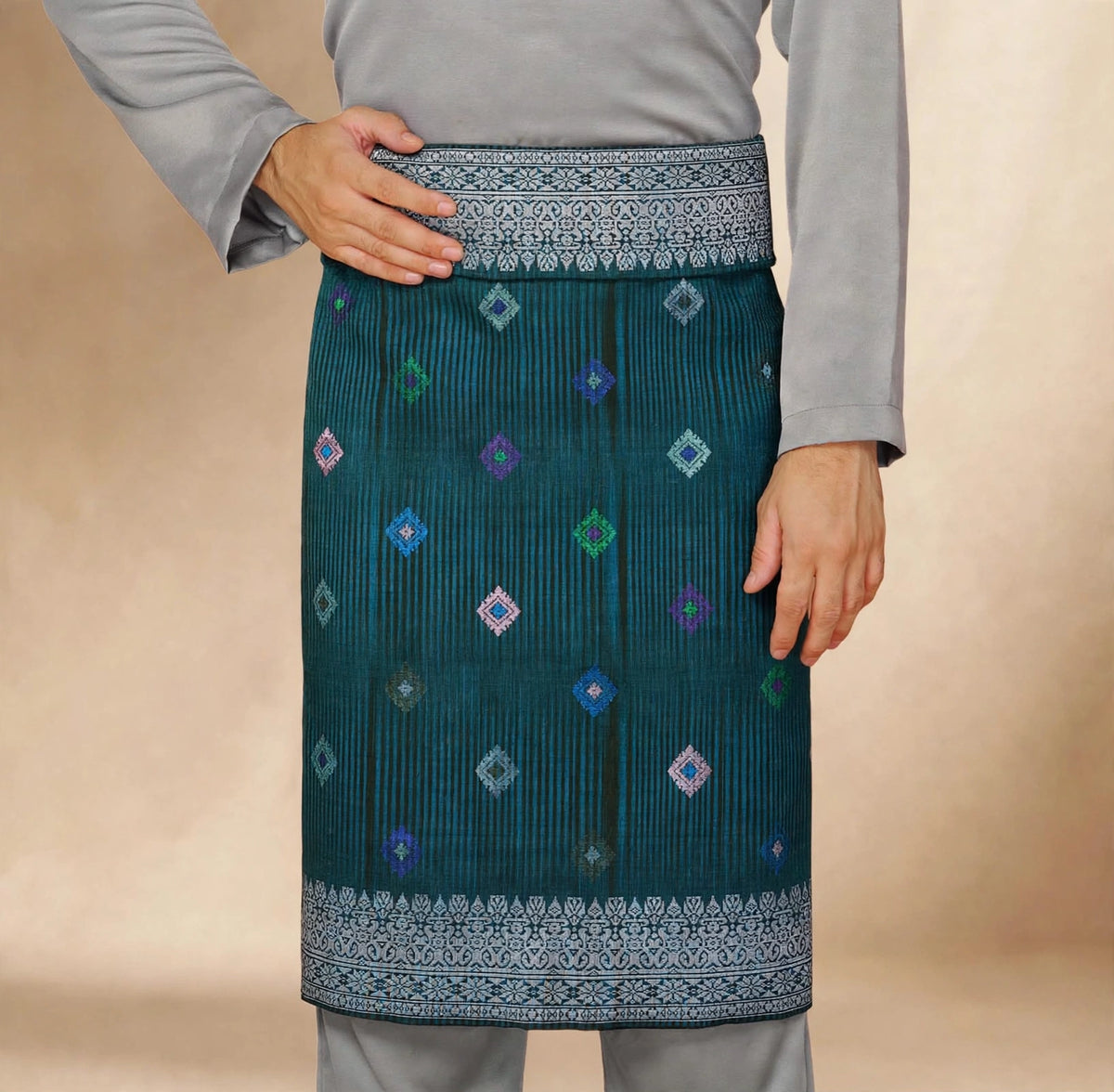 Sampin Johor Jalur Turquoise Silver-6041