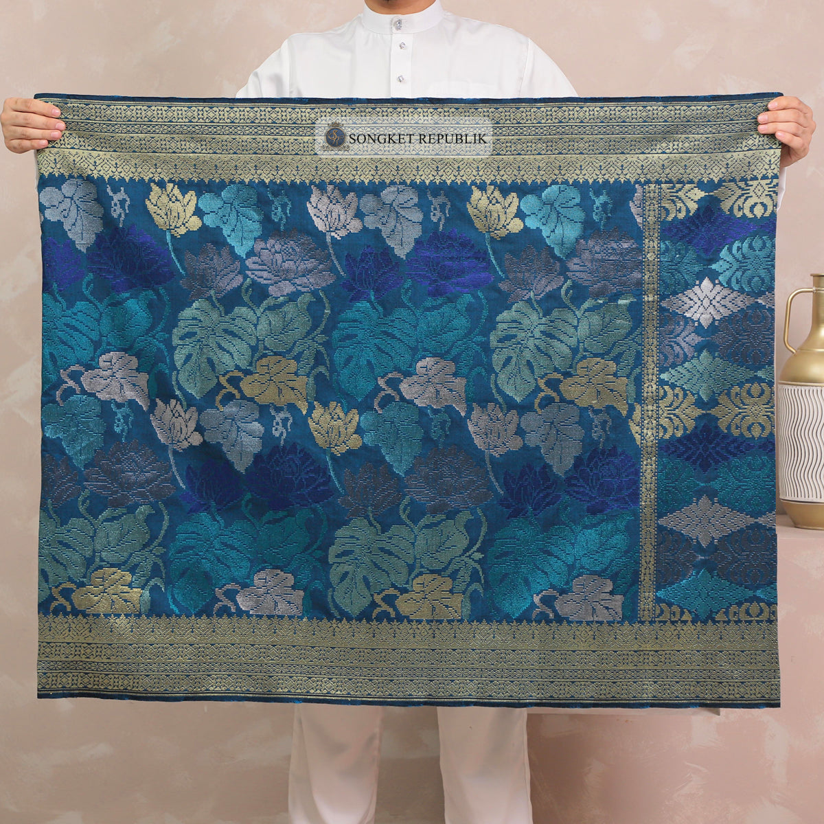 SAMPIN TENUN TANGAN HD PREMIUM - Turquoise Blue-4023